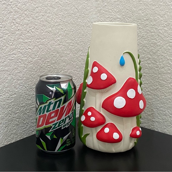 Adorable Ceramic 3D Red Mushroom 8-inch Vase - Picture 3 of 16